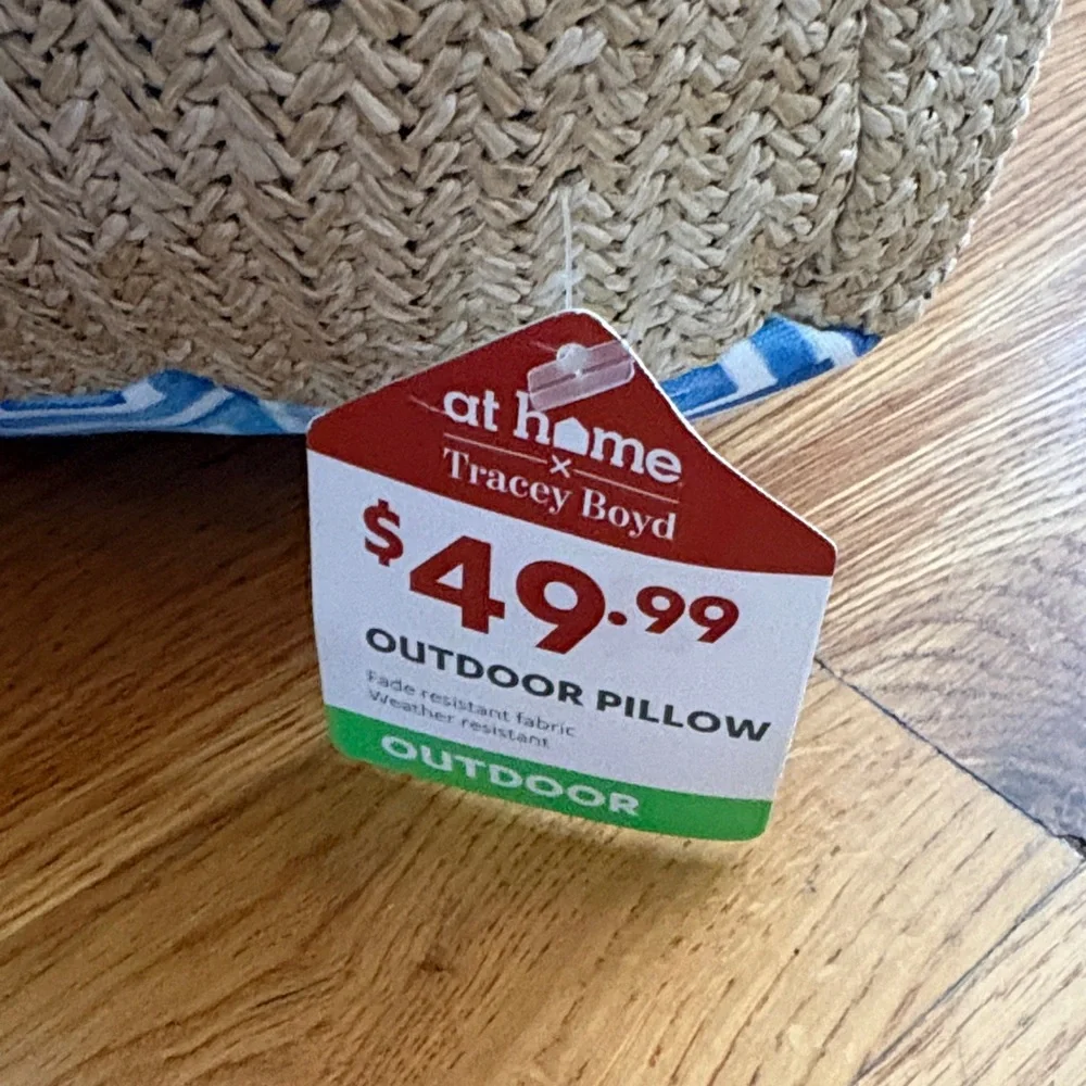 Blue and Tan Outdoor cushion set of 2 Tracy Boyd 21x21